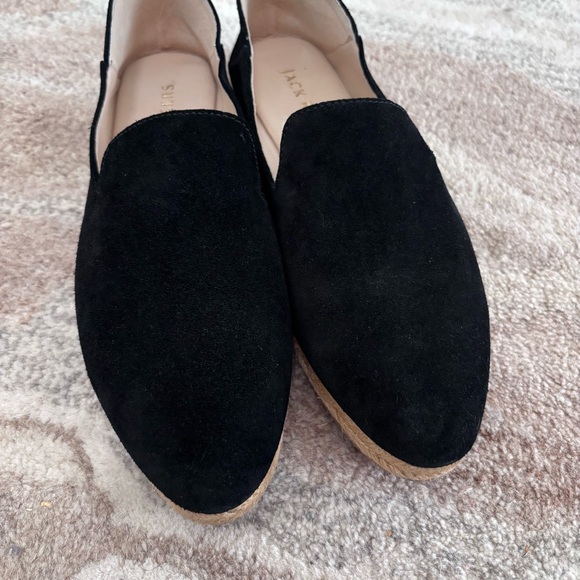 Jack Rogers Audrey Black Slip-On Espadrille Loafer with Tan Woven Sole Sz 9 - Picture 4 of 10